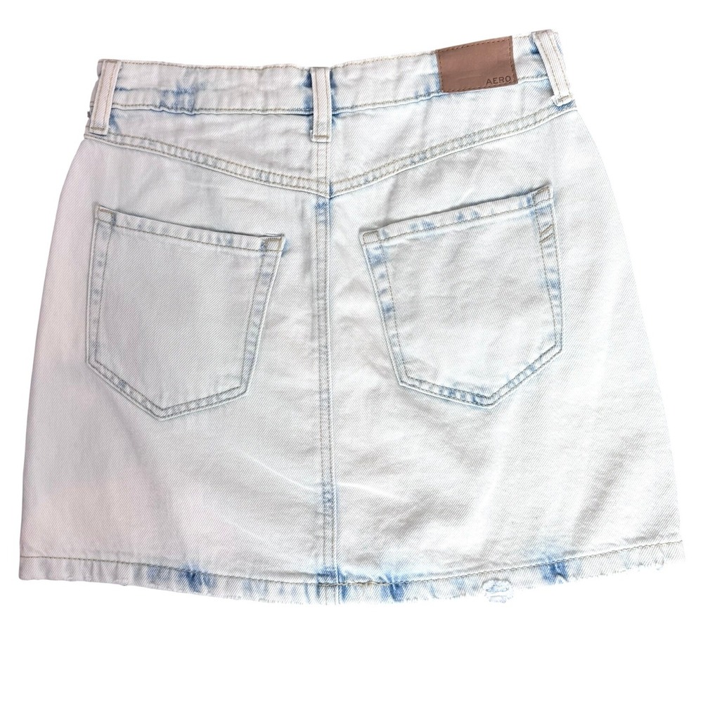 AEROPOSTALE NWT Womens 00 Light Blue Jean Acid Washed High Rise Mini Denim Skirt - Picture 2 of 8